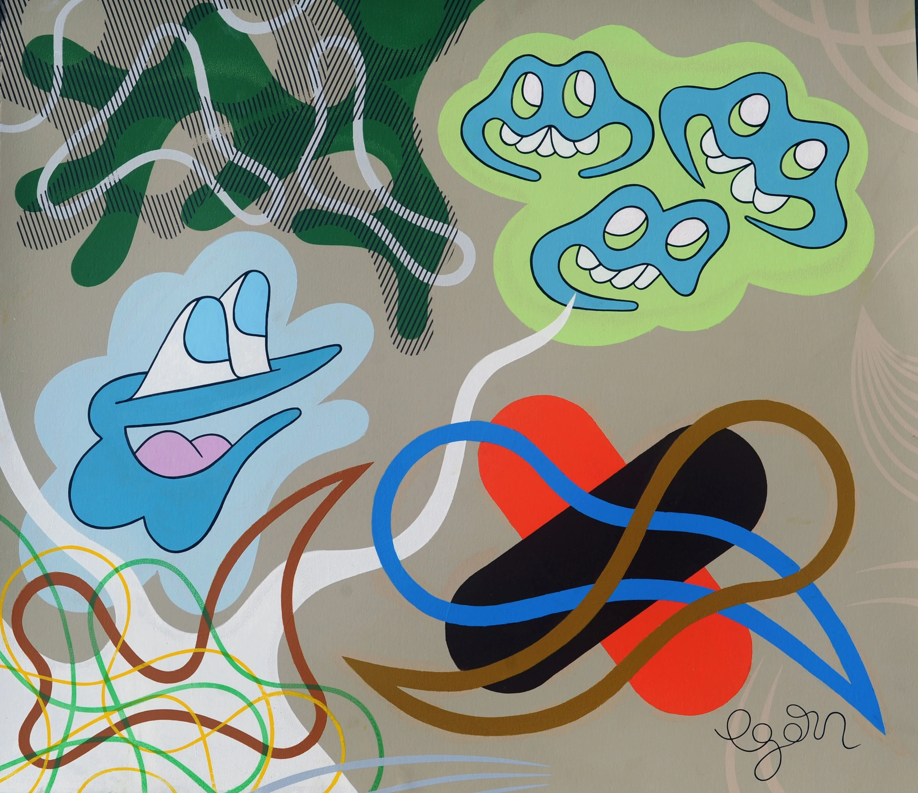 Who's Zooming Who?, 2022 — Acrylic on 450 gsm Arches paper